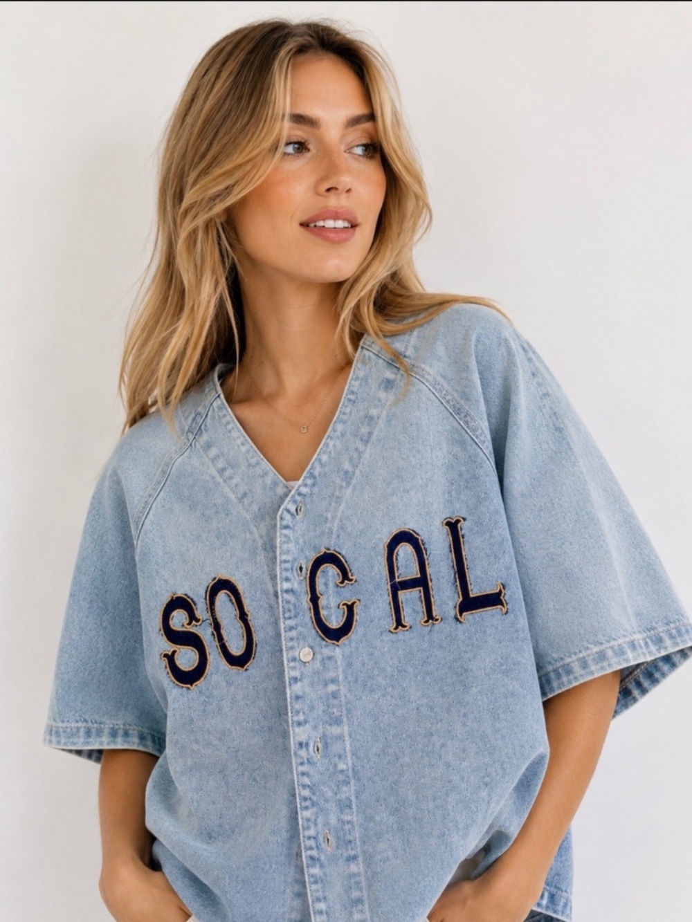 SO CAL Denim Short Sleeve Jean Jacket Shirt Medium-Wash Size Medium